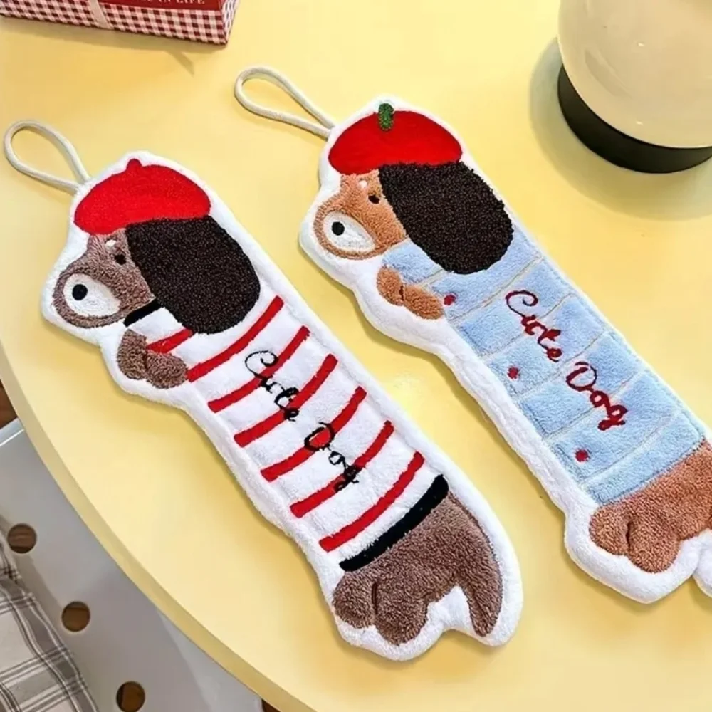 Red and Blue Dog Fleece Hand Towels